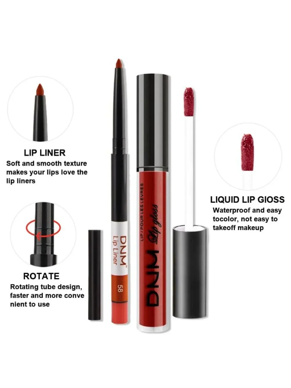 DNM 49# Festival Green 2Pcs 24H Long-Lasting Matte Liquid Lipstick and Lip Liner